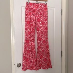 Amazon High Waist Hot Pink Flower Bell Bottom Pants Size M